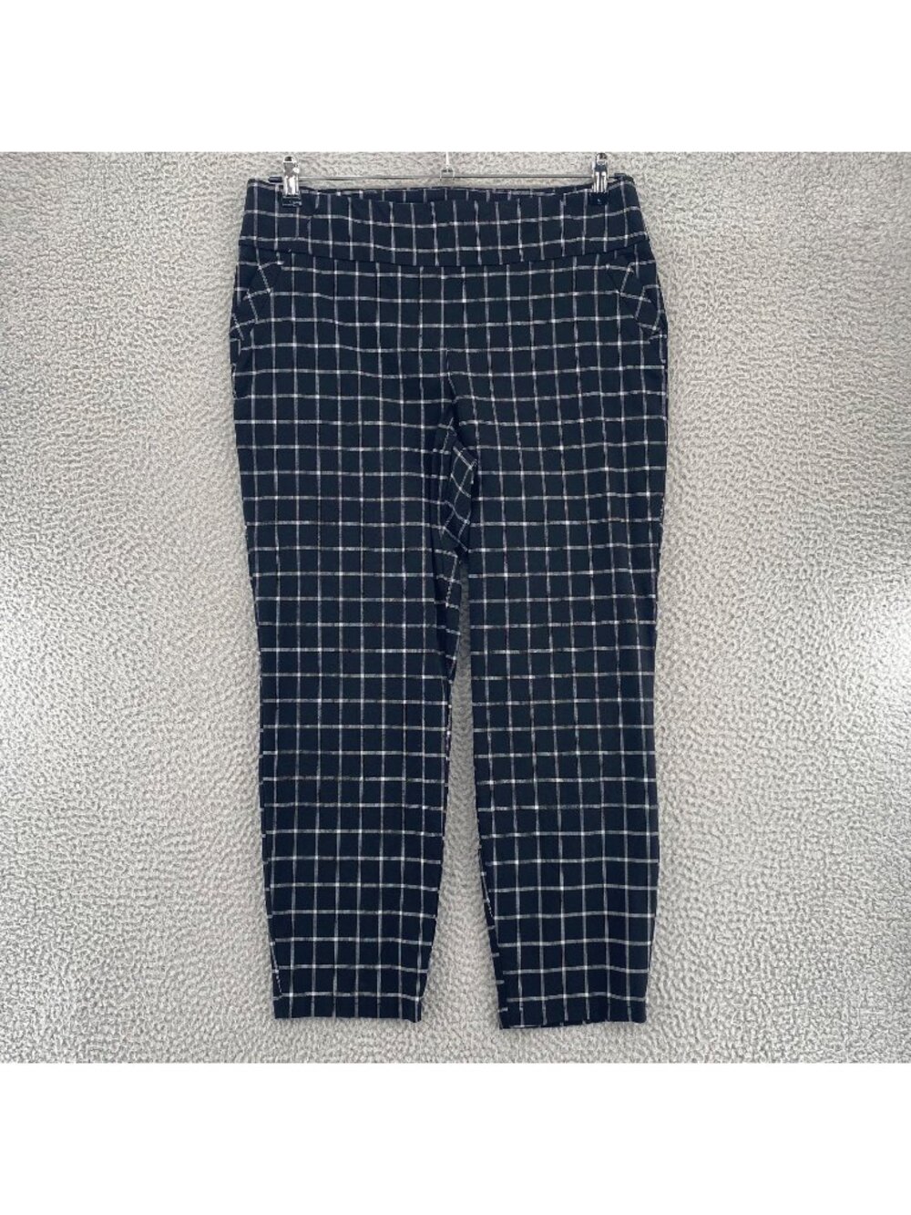 Cato Pants Womens Extra Large Black Check Stretch Skinny Knit Cropped High Rise